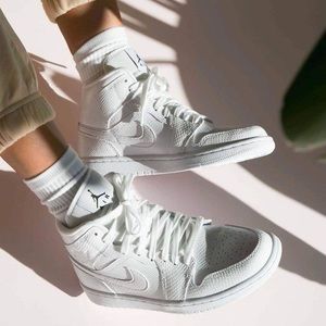 Nike Jordan 1 Mid White Snakeskin Women